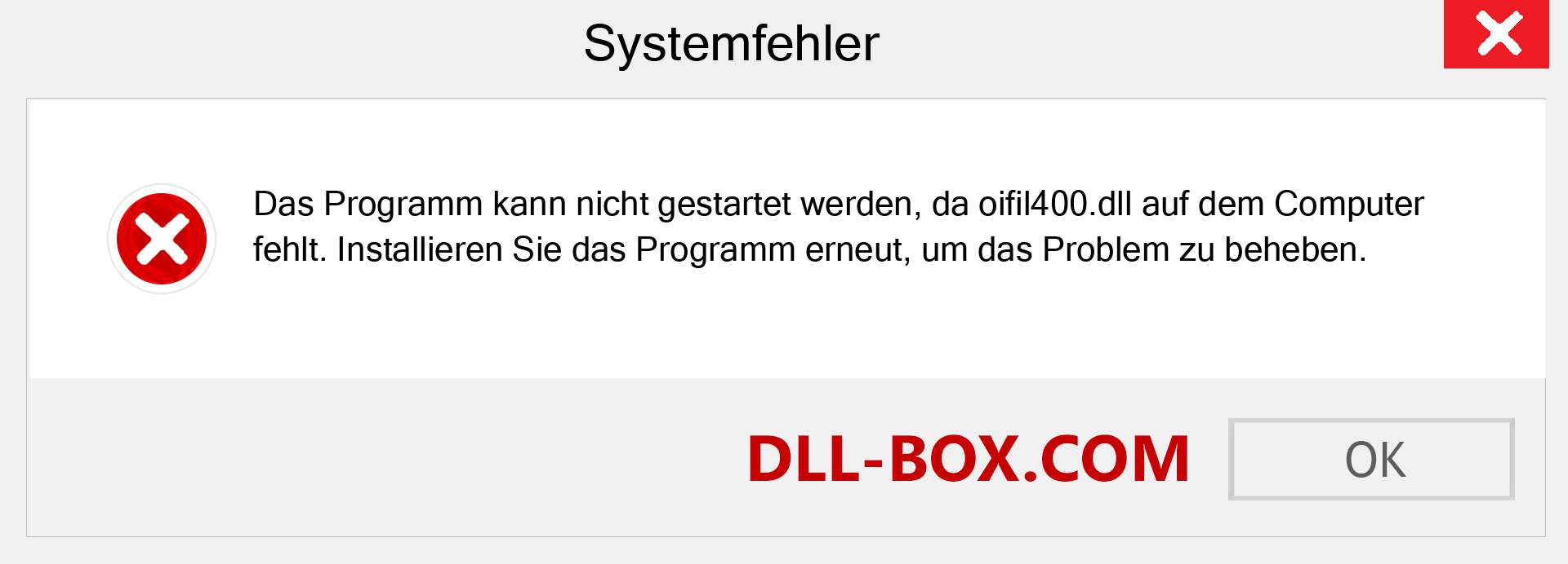 oifil400.dll-Datei fehlt?. Download für Windows 7, 8, 10 - Fix oifil400 dll Missing Error unter Windows, Fotos, Bildern